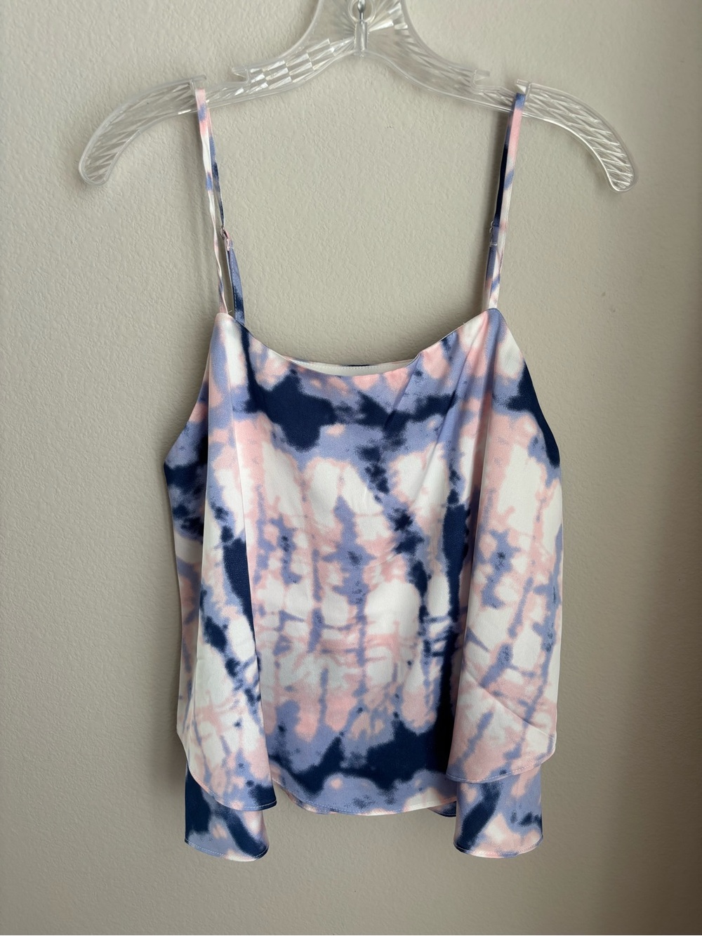 She + Sky Pink & Navy Tie-Dye Spaghetti Strap Swing Cami